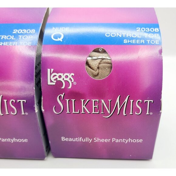 Leggs Silken Mist Control Top Sheer Toe Pantyhose Nude Q 20308New in Box - Picture 2 of 7